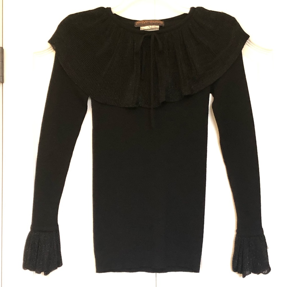 Yves St Laurent shirt black flutter boho rare L